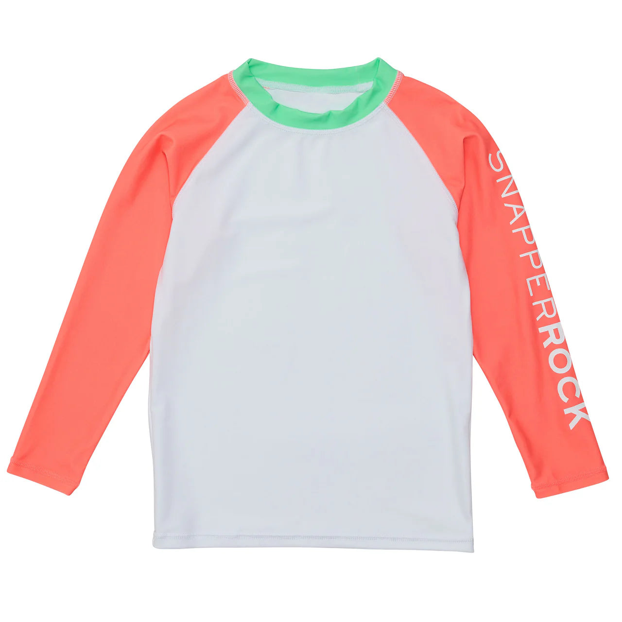 Snapperrock Kids LS Rash Top WHITE / CORAL