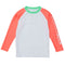 Snapperrock Kids LS Rash Top WHITE / CORAL