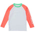 Snapperrock Kids LS Rash Top WHITE / CORAL