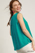 Umgee W Linen Fray Tank JADE GREEN