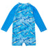 Snapperrock Baby LS Jawsome Waves Sunsuit BLUE