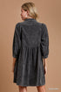 Umgee W Corduroy Dress DARK GREY