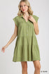 Umgee W Tiered Collar Dress LIGHT OLIVE