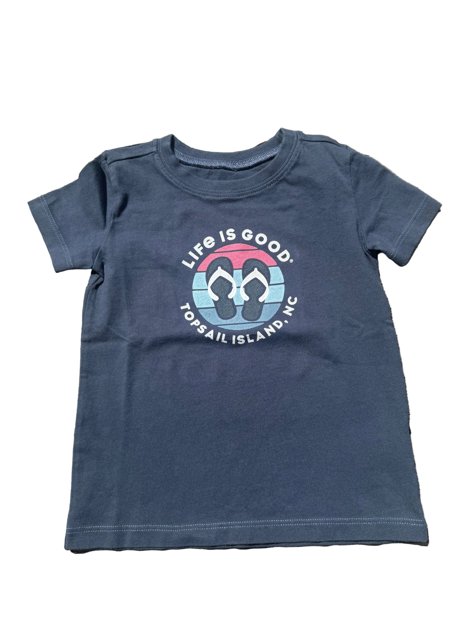 Life is Good Toddler SS Crusher ND T Flip Flop DARKEST BLUE