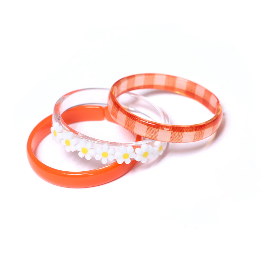 Lilies & Roses Daisies Checkered Bangles ORANGE/WHITE