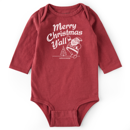 Life is Good Baby LS Crusher Bodysuit Santa Merry CRANBERRY RED