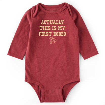 Life is Good Baby LS Crusher Bodysuit First Rodeo CRANBERRY RED