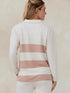 Tasc W French Terry Polo Sweatshirt Stripe COCONUT HEATHER / ROSY HEATHER
