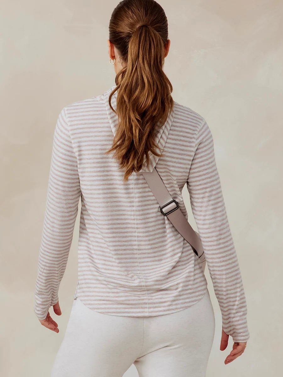 Tasc W Recess Hoodie Stripe COCONUT HEATHER / ROSY HEATHER
