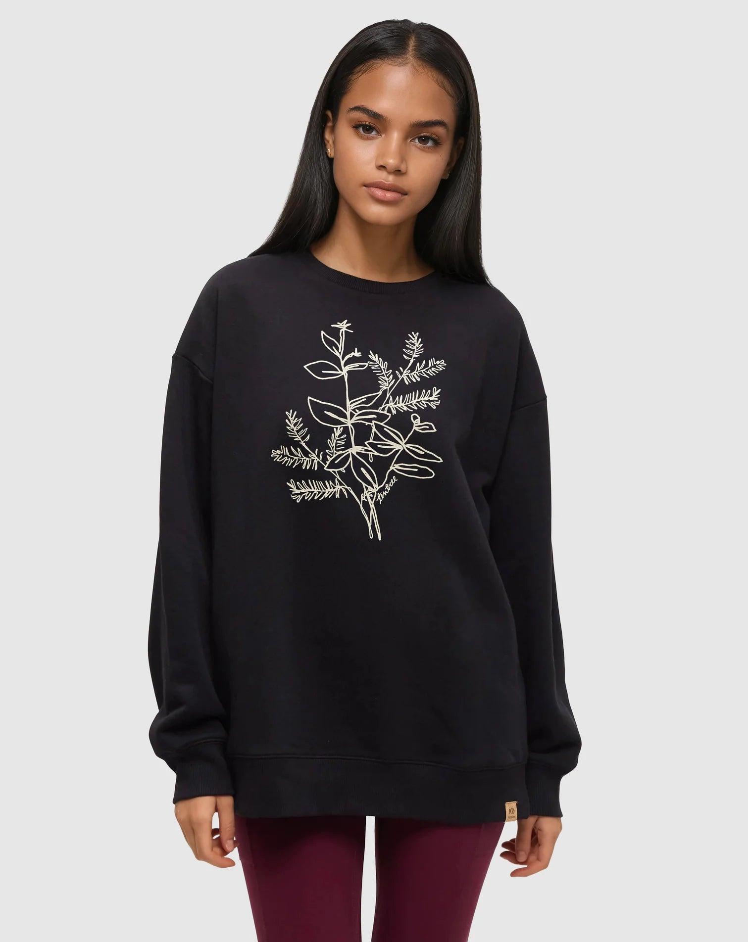 tentree W Autumn Flora Crew METEORITE BLACK