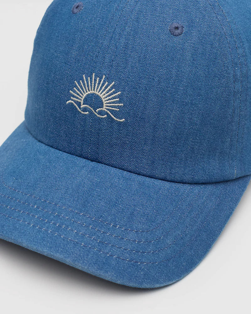 tentree Embroidered Denim Peak Hat MID WASH/WHITE OAK