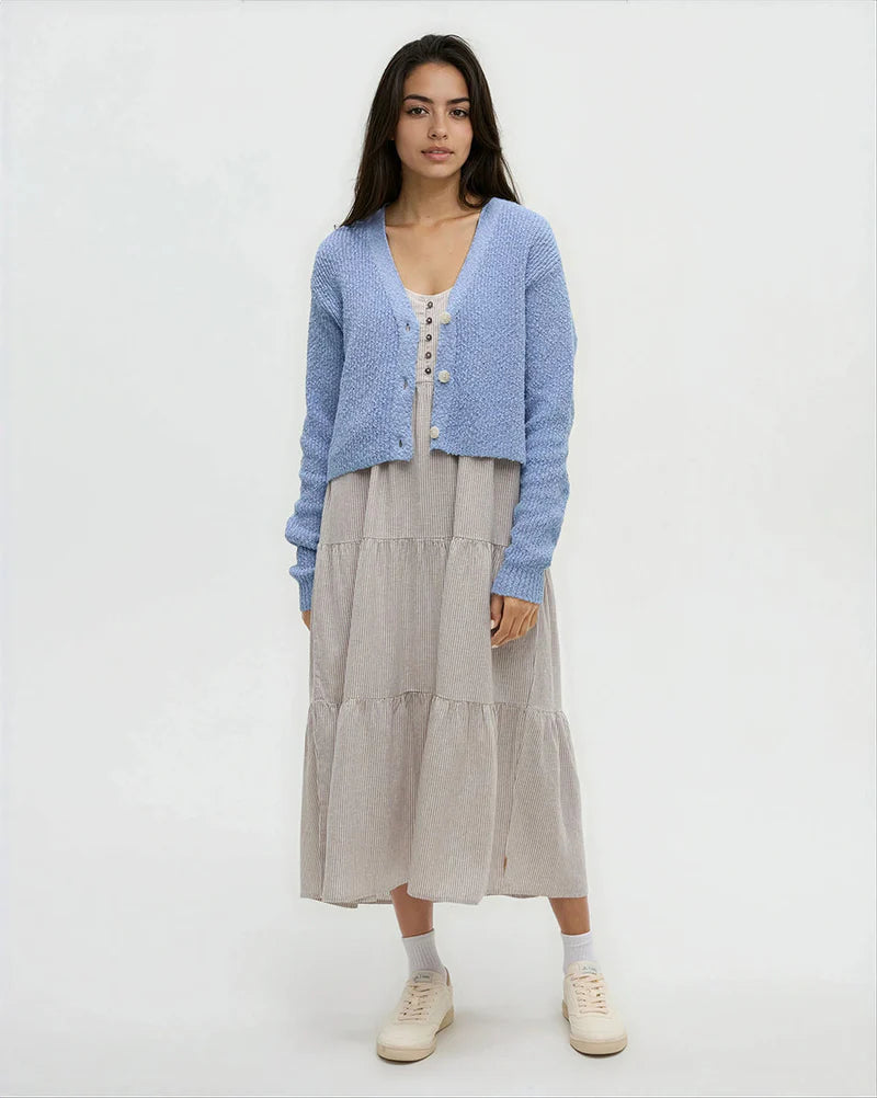 tentree W Poplar Cardigan LAKESIDE BLUE