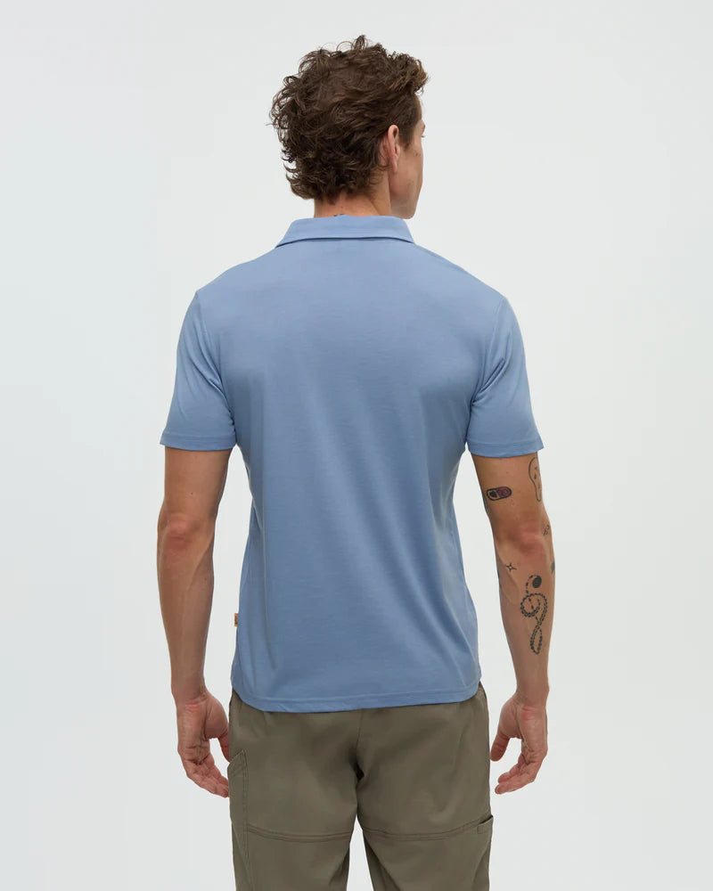 tentree M Lake Life Astir Polo LAKE BLUE HEATHER / LEAPING FISH