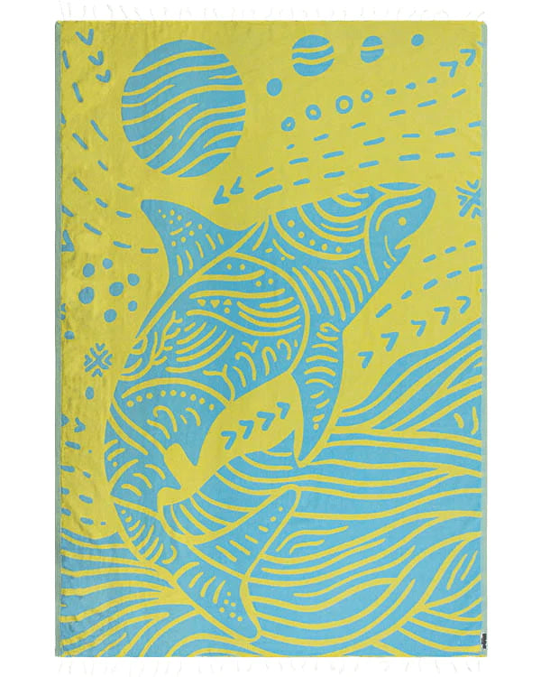 Sand Cloud Tiger Shark Beach Towel Discovery Shark Week AQUA - LG