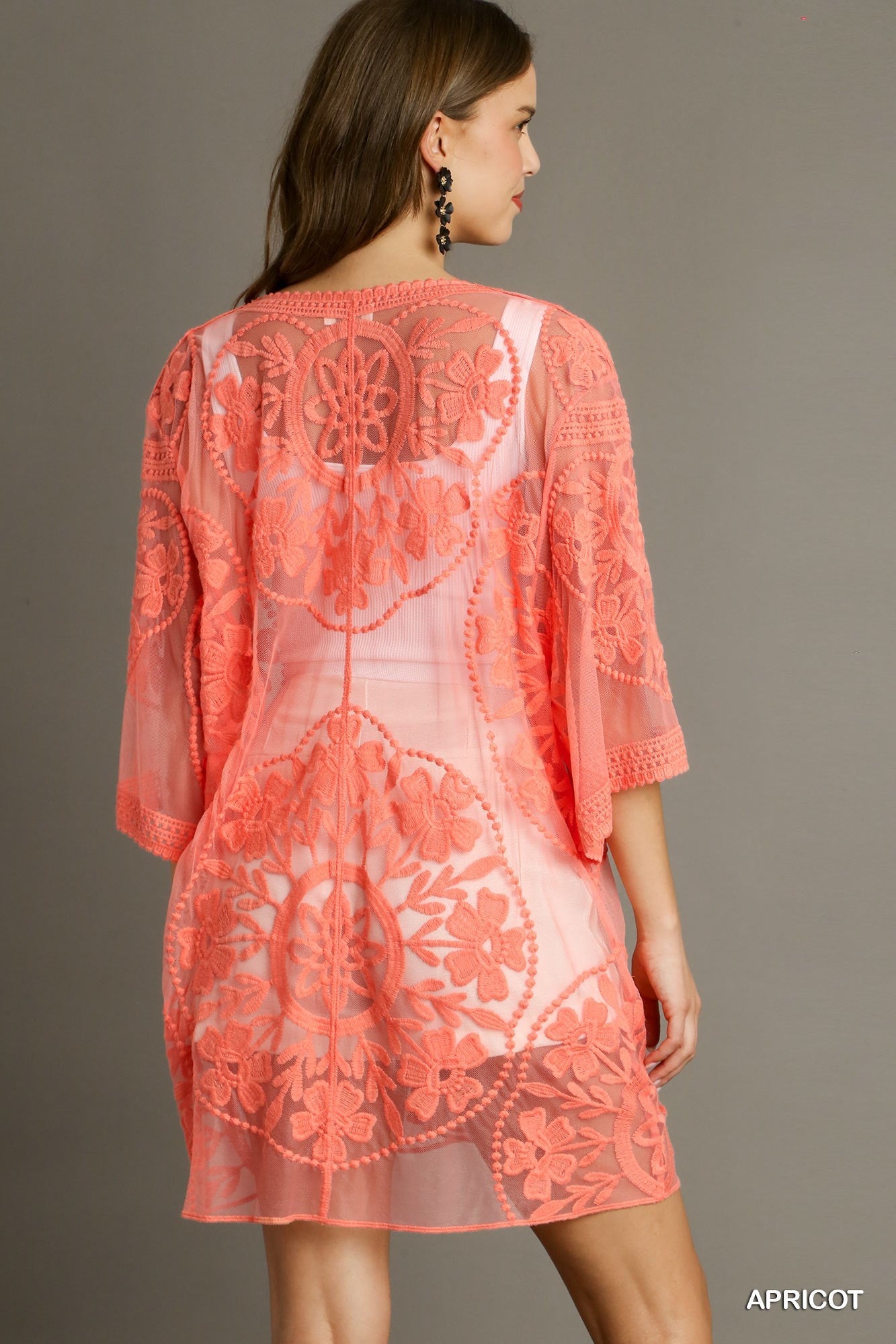 Umgee W Lace Kimono APRICOT