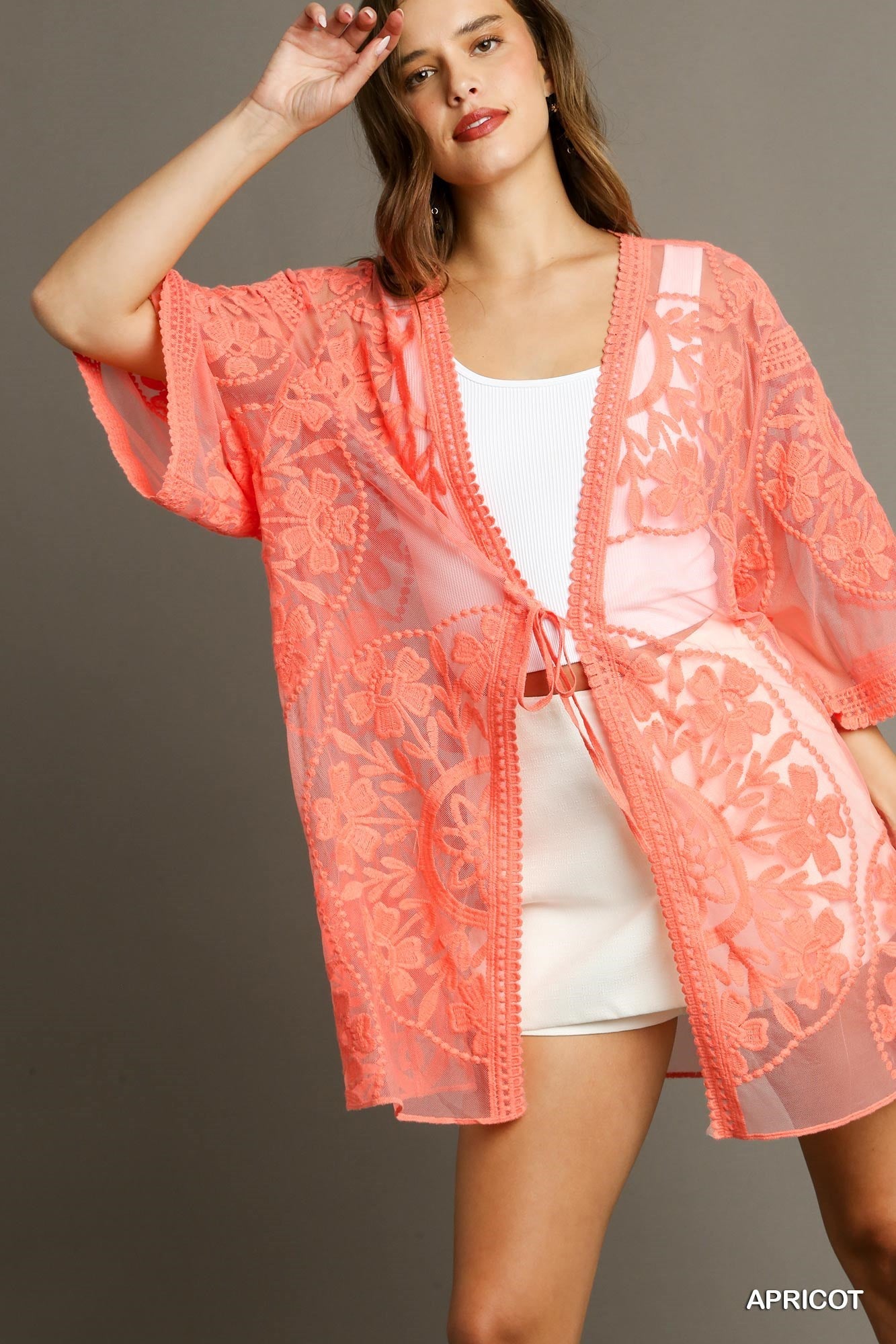 Umgee W Lace Kimono APRICOT