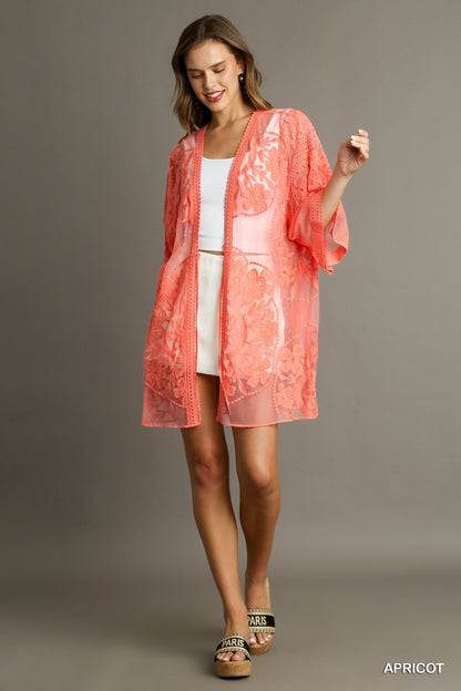 Umgee W Lace Kimono APRICOT