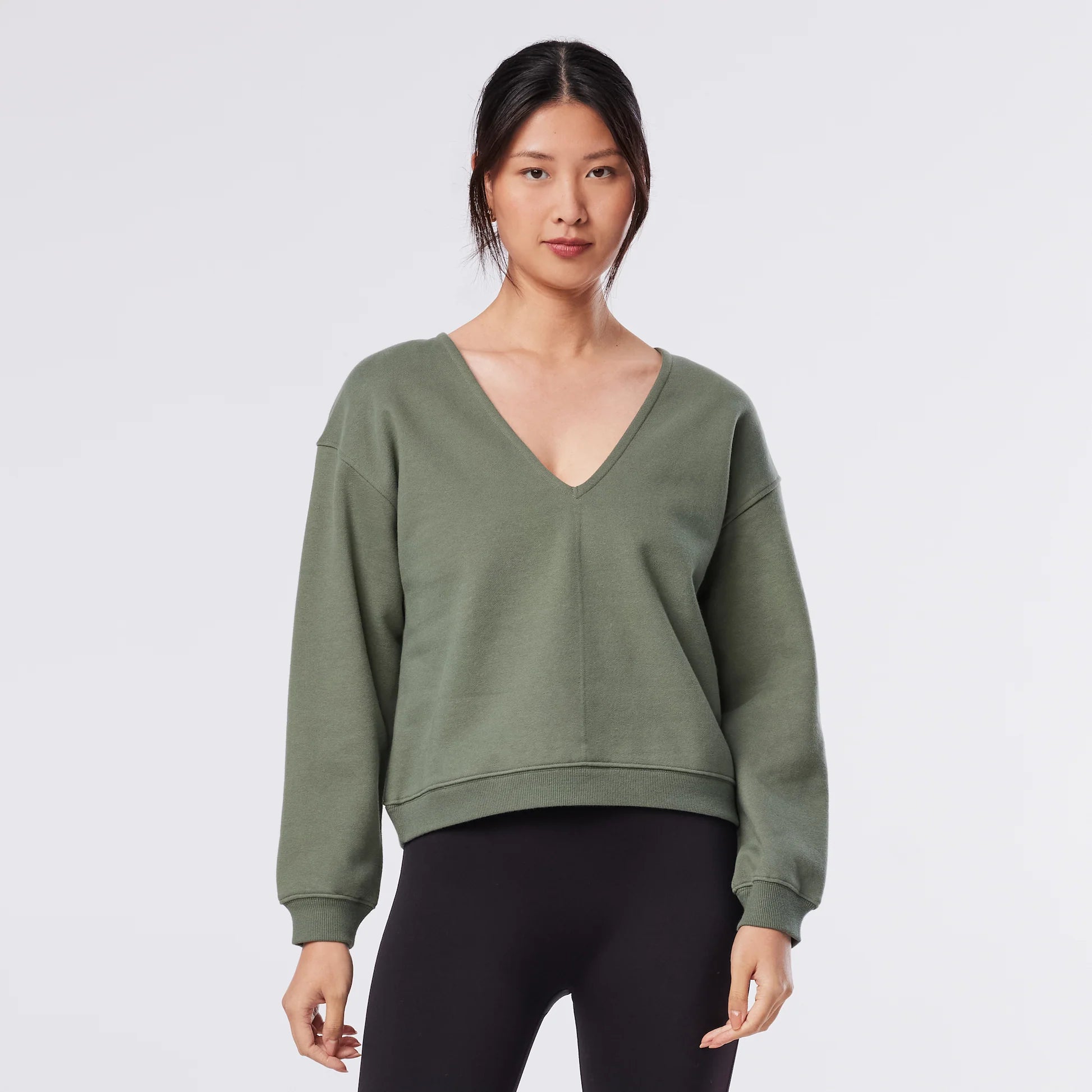 Tavi W Deep V-Neck Sweatshirt LEAF