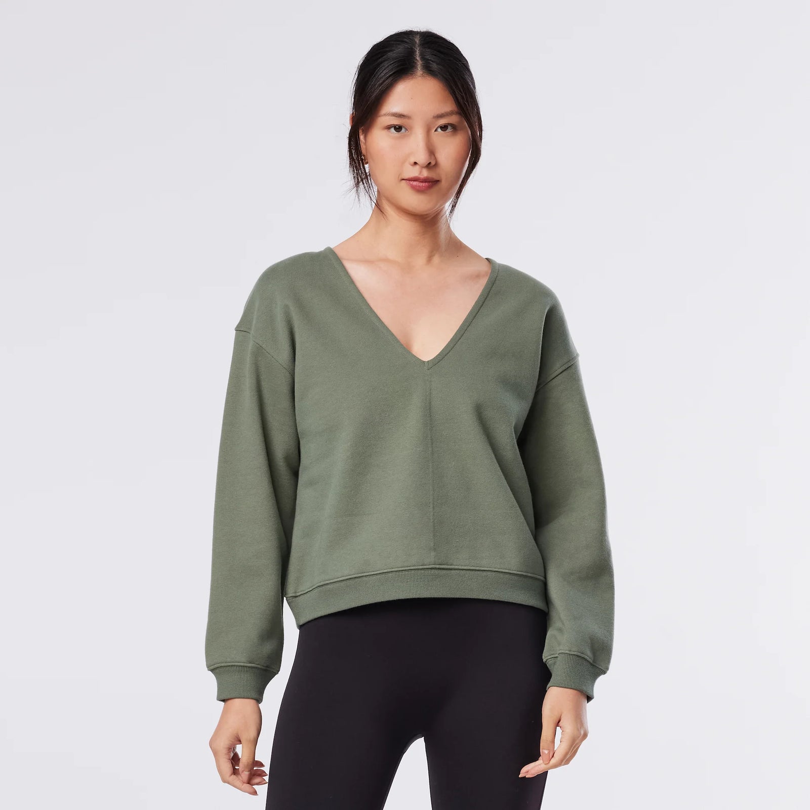 Tavi W Deep V-Neck Sweatshirt LEAF