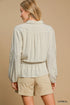 Umgee W Embroidered Lace Linen Shirt OATMEAL