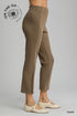 Umgee W Modal Ribbed High Rise Crop Pant TAUPE