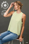 Umgee W Sleeveless Ribbed Top LIME