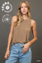 Umgee W Sleeveless Ribbed Top LATTE