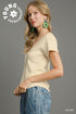 Umgee W V-Neck Fitted Henley Top CREAM