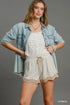 Umgee W Color Blocked Scalloped Hem Short OATMEAL