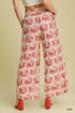 Umgee W High Waisted Wide Leg Printed Pant CLAY