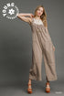 Umgee W Square Neck Jumpsuit TAUPE