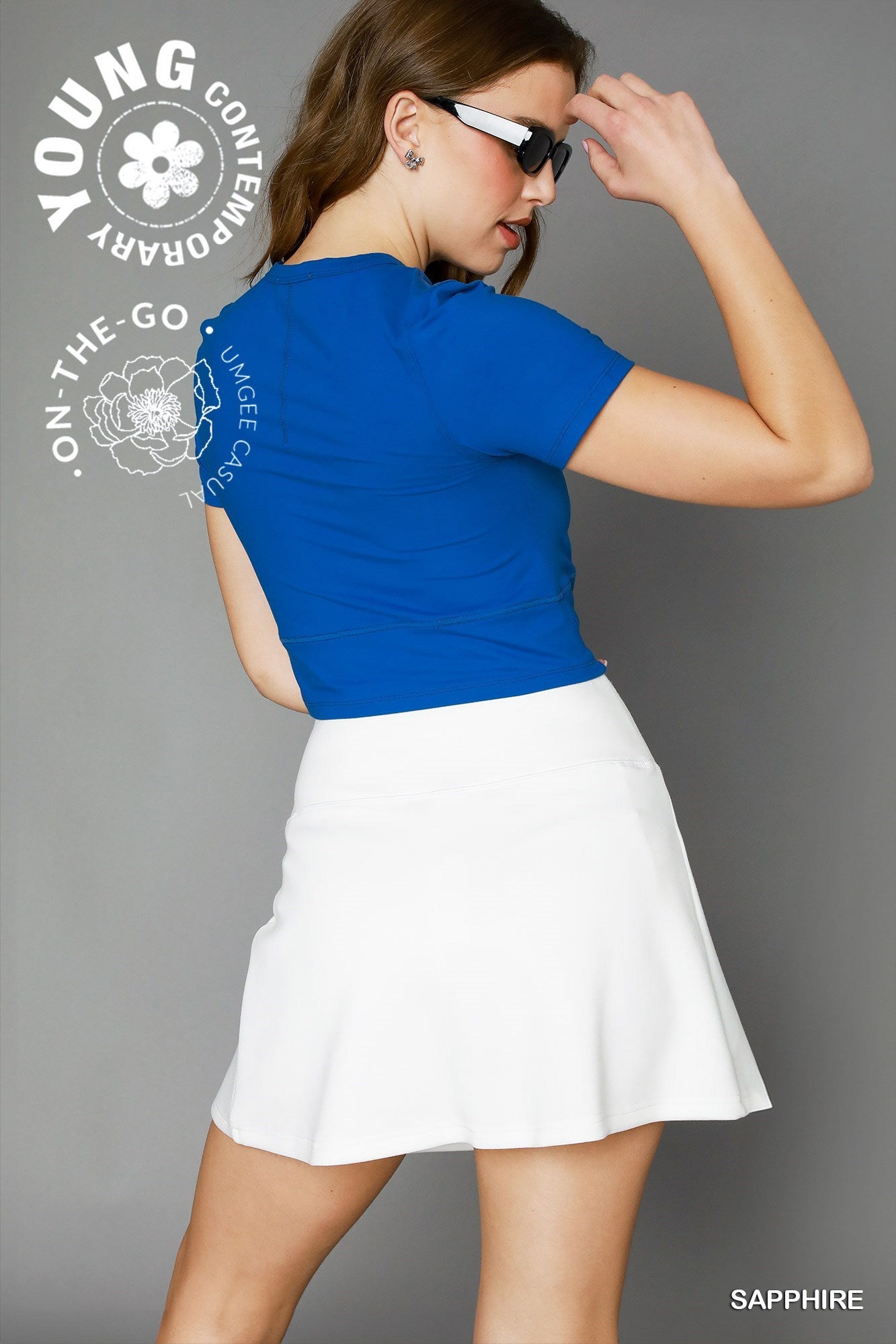 Umgee W Crossover Back Crop Top SAPPHIRE