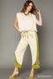 Umgee W Embroidered Barrel Pant MUSTARD GREEN