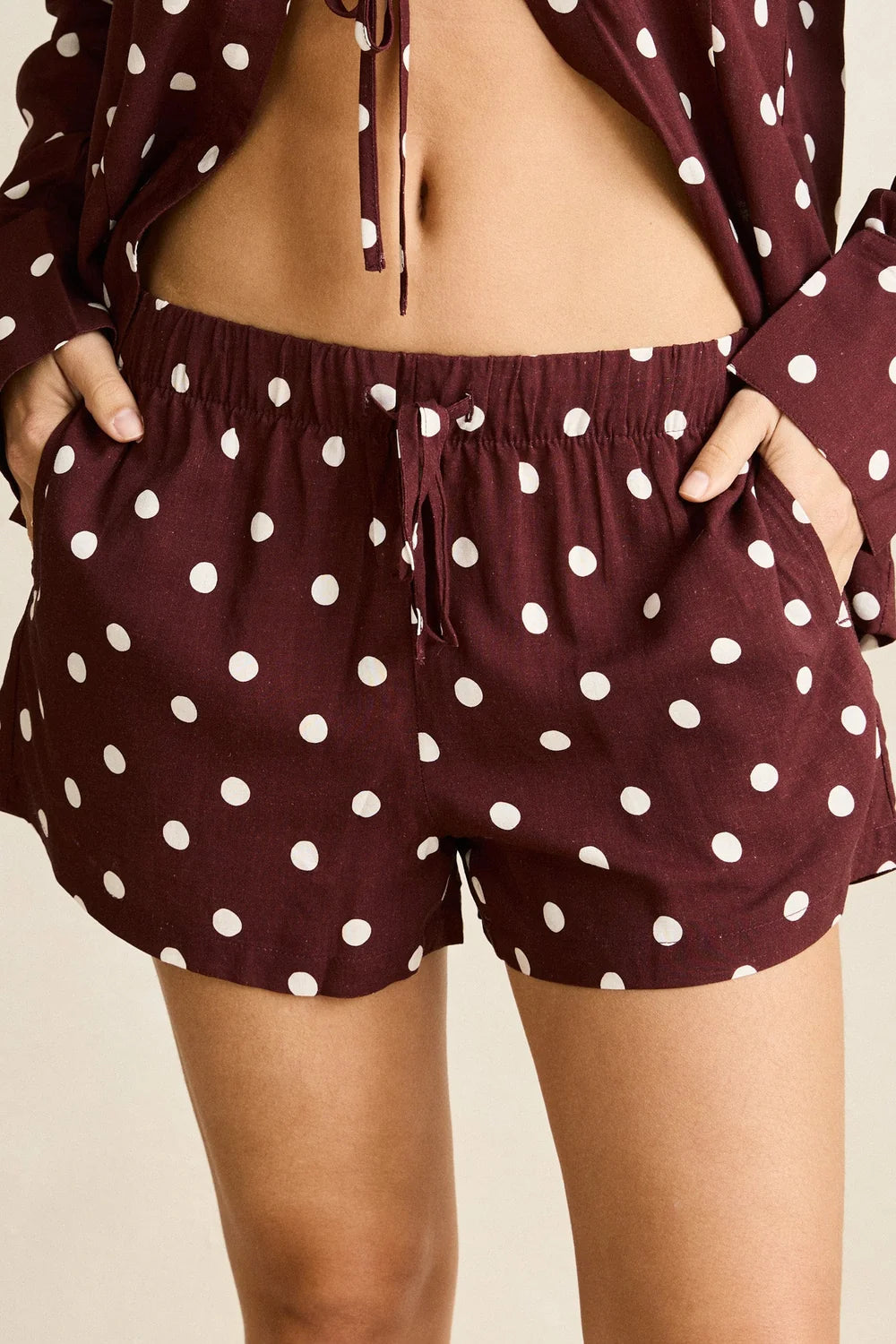 Rhythm W Polka Dot Beach Short CAFE