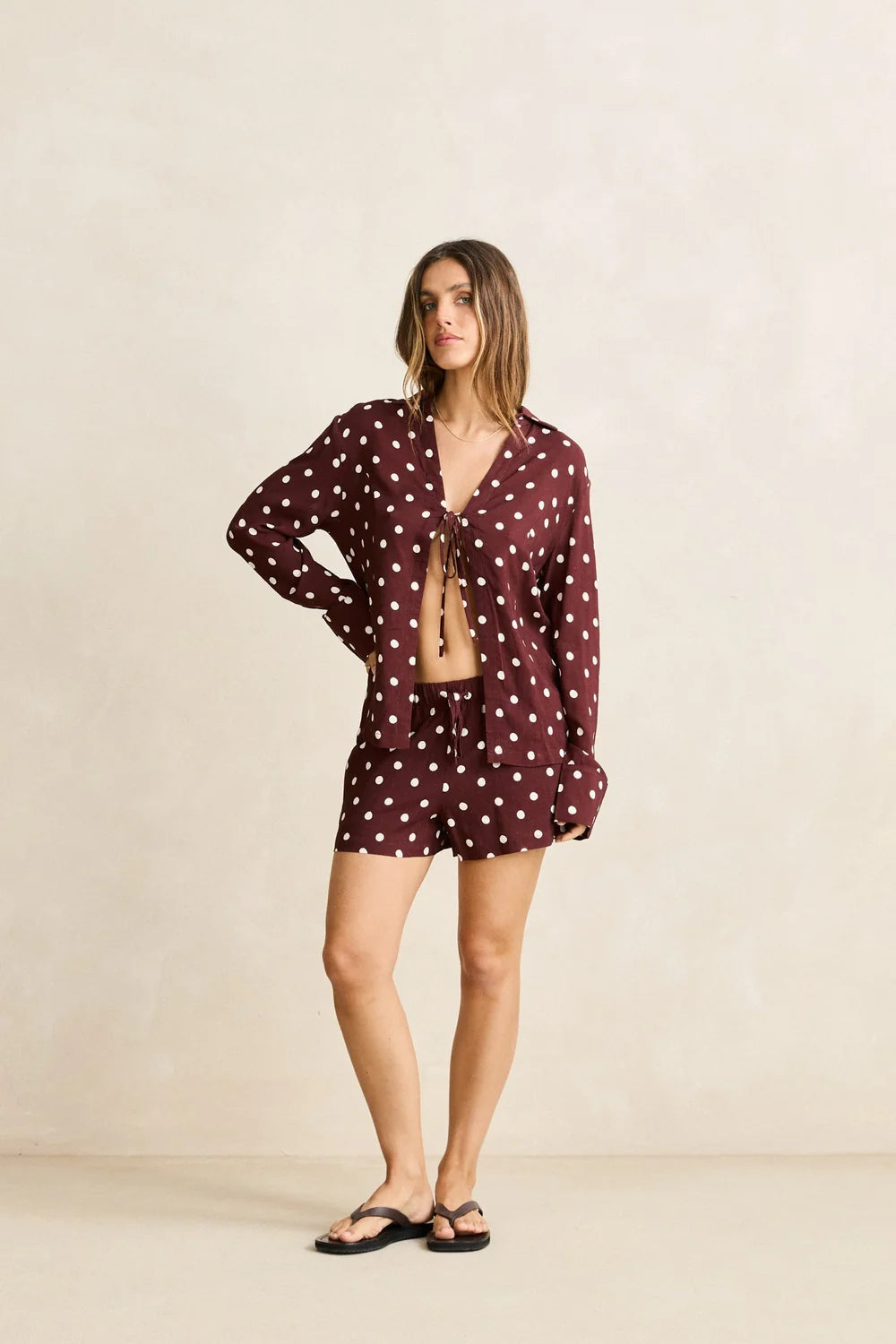 Rhythm W Polka Dot Beach Short CAFE