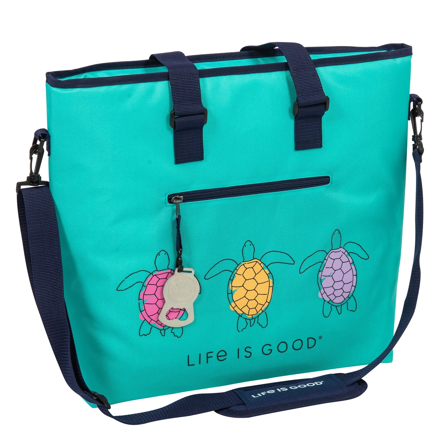 Life is Good Insulated 36 Can Cooler Tote Turtle TURQUOISE GREEN