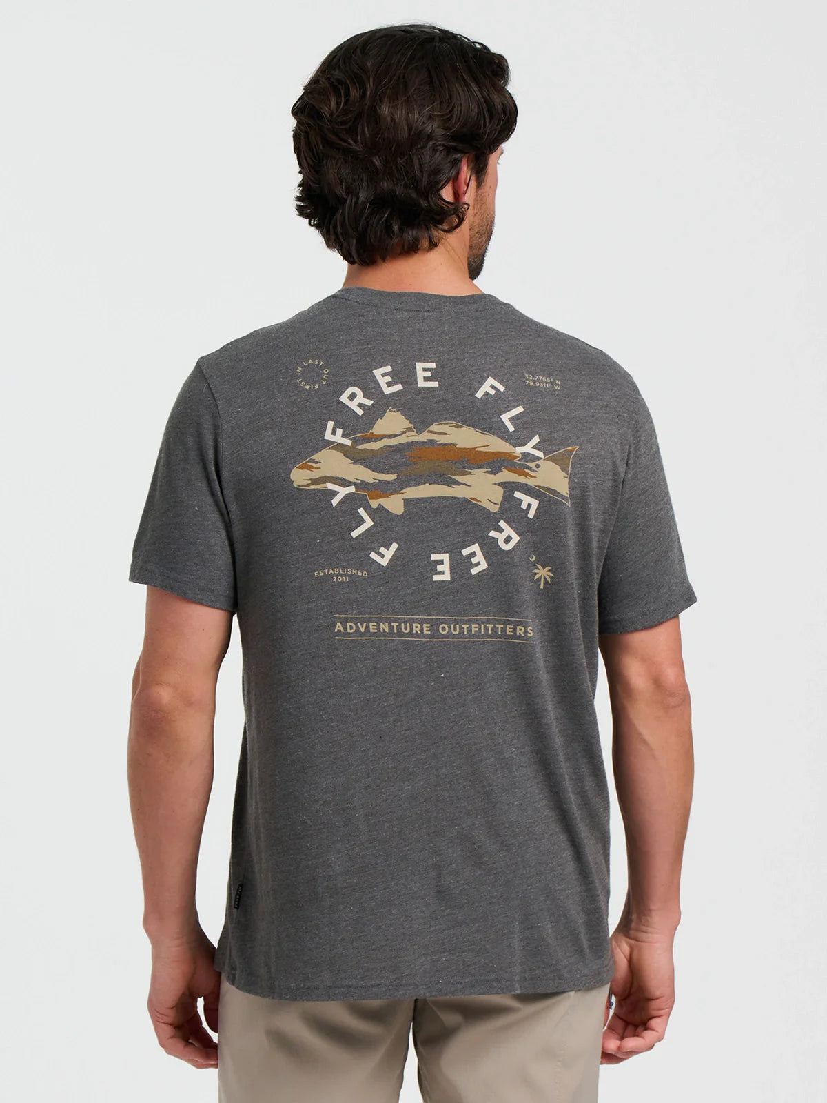 Free Fly M SS Camo Redfish Pocket Tee HEATHER BLACK SAND