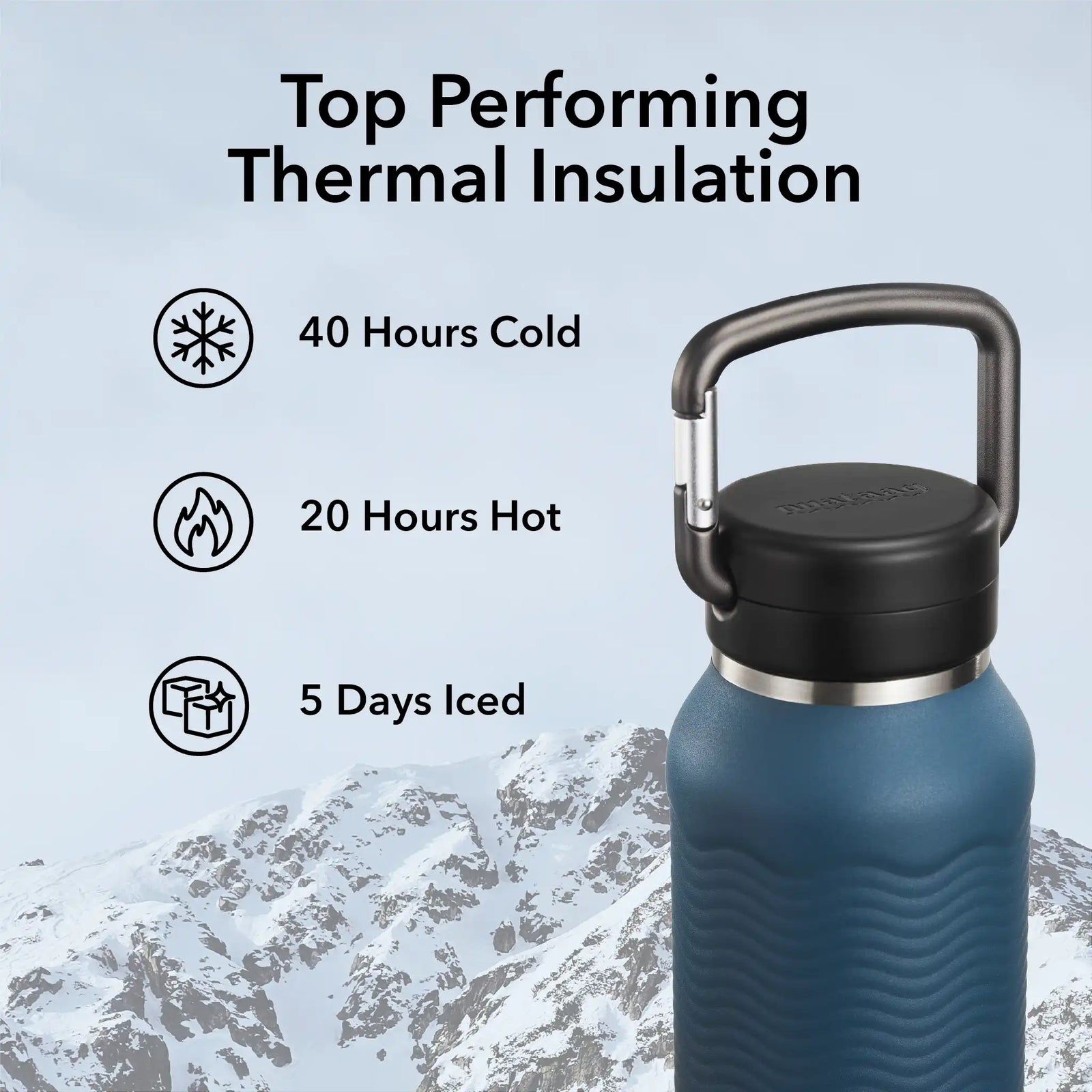 Nuataaq 34 oz Carabiner Water Bottle LAKE BLUE