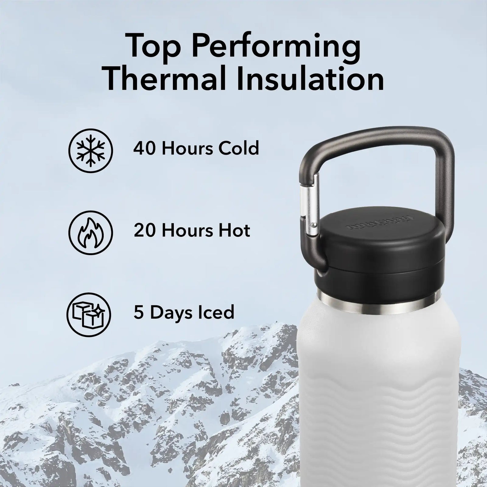 Nuataaq 34 oz Carabiner Water Bottle MIST GRAY