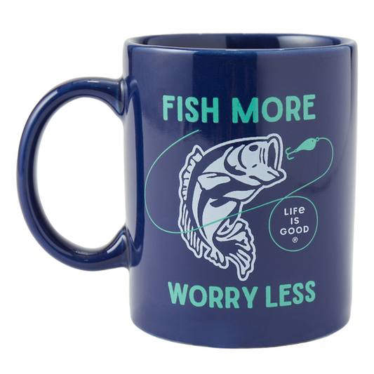 Life Is Good Jake's Mug Clean Fish More DARKEST BLUE