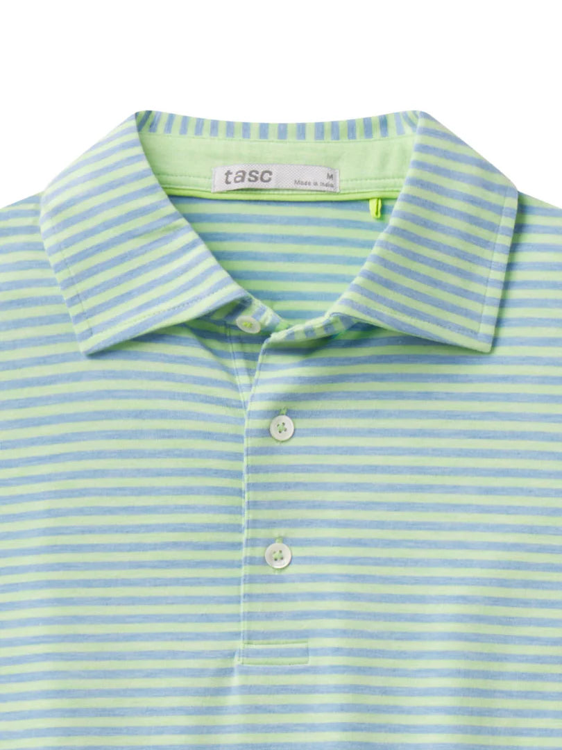 Tasc M Cloud Polo Air Stripe KIWI HEATHER / POLAR HEATHER