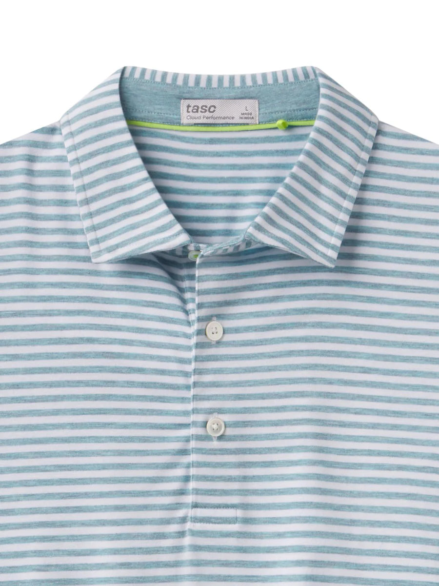 Tasc M Cloud Polo GEYSER HEATHER / WHITE STRIPE