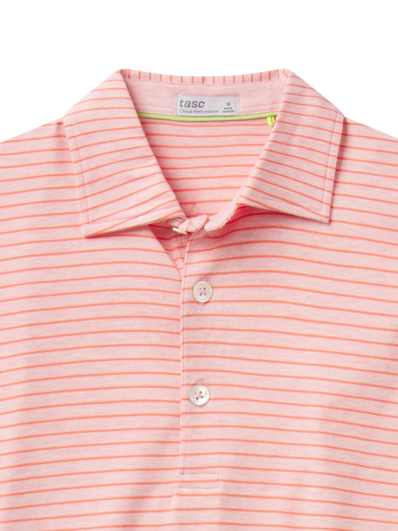 Tasc M Cloud Polo Brookline Stripe PINK GRAPEFRUIT
