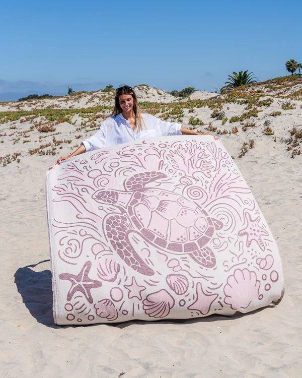 Sand Cloud Coral Turtle Beach Towel NATURAL - XL