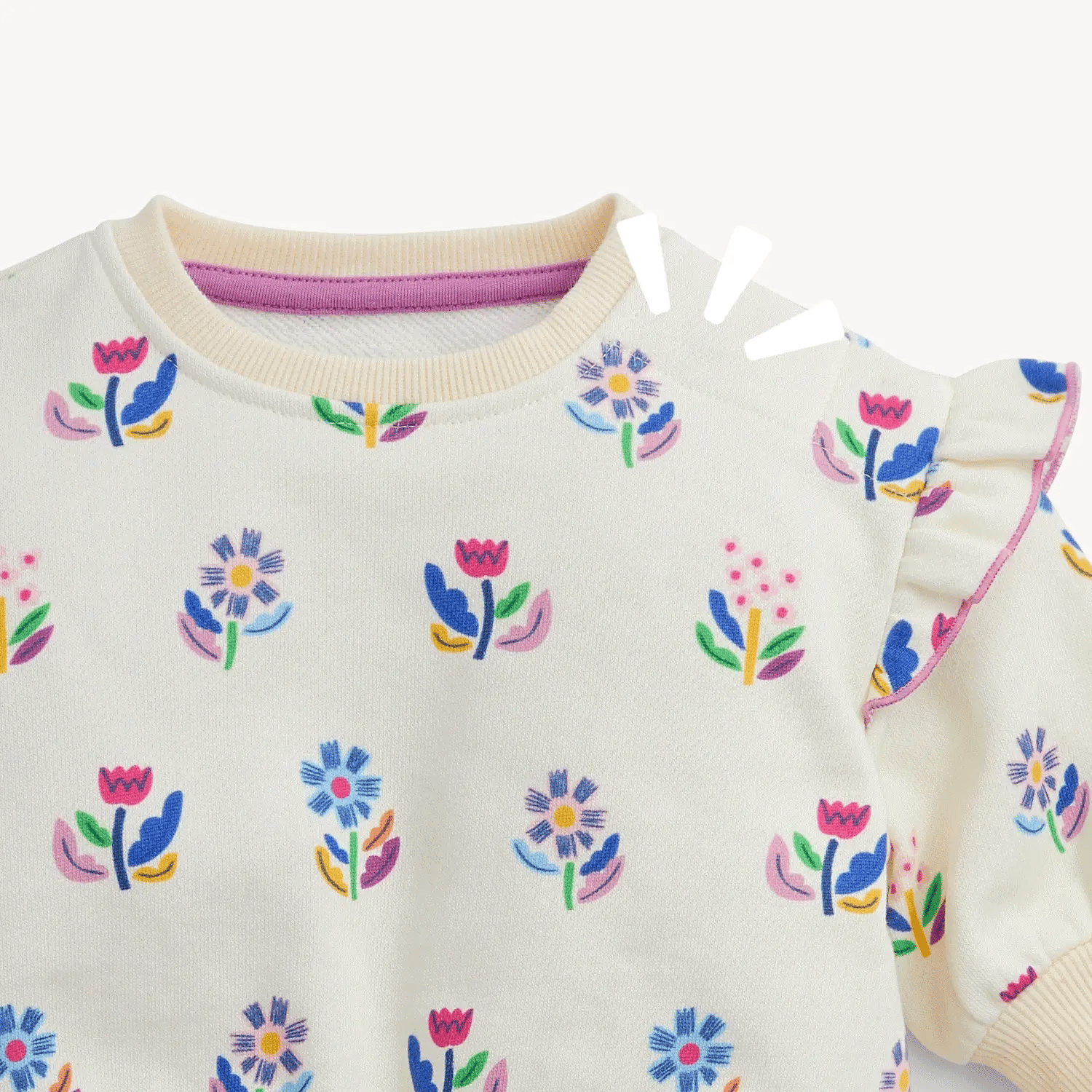Magnetic Me Girl's French Terry Set FLORAL IVORY