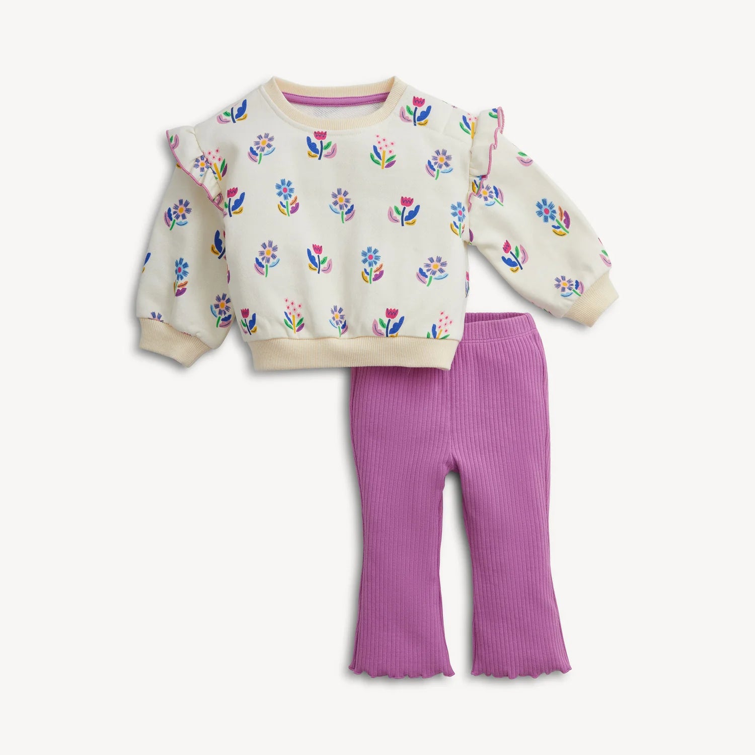 Magnetic Me Girl's French Terry Set FLORAL IVORY