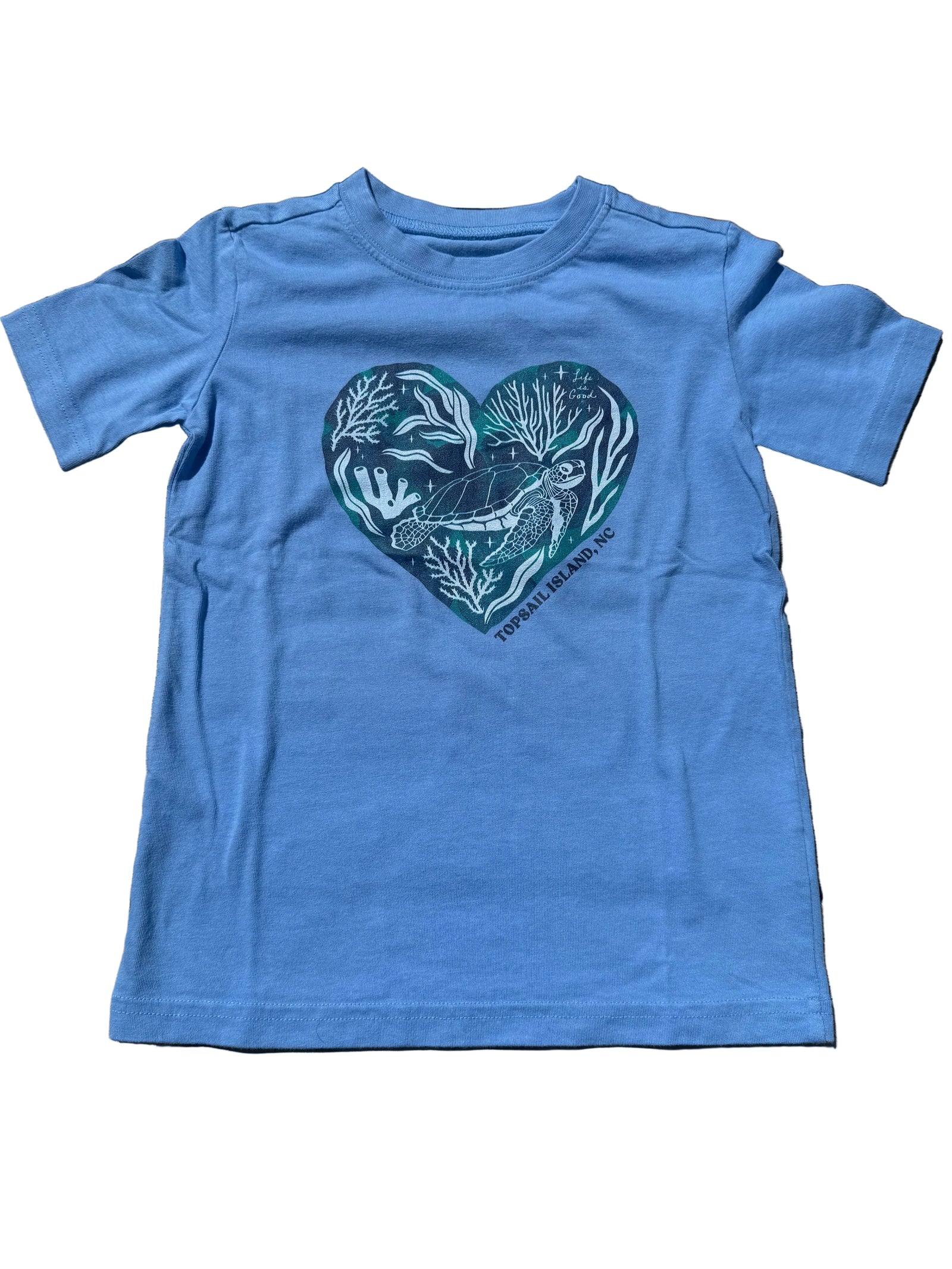 Life is Good Kids SS Crusher ND Topsail Island Sea Turtle CORNFLOWER BLUE