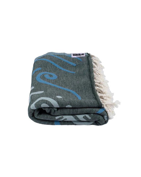 Sand Cloud Boho Mako Shark Beach Towel DEEP OCEAN - LG