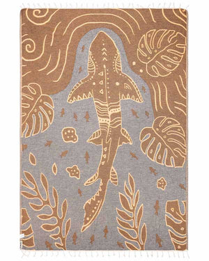 Sand Cloud Monstera Shark Beach Towel LG ORANGE