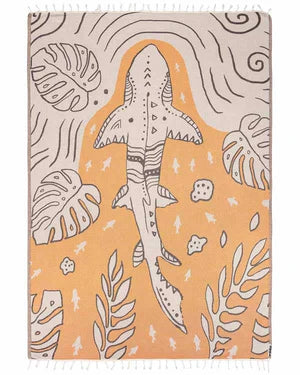 Sand Cloud Monstera Shark Beach Towel LG ORANGE